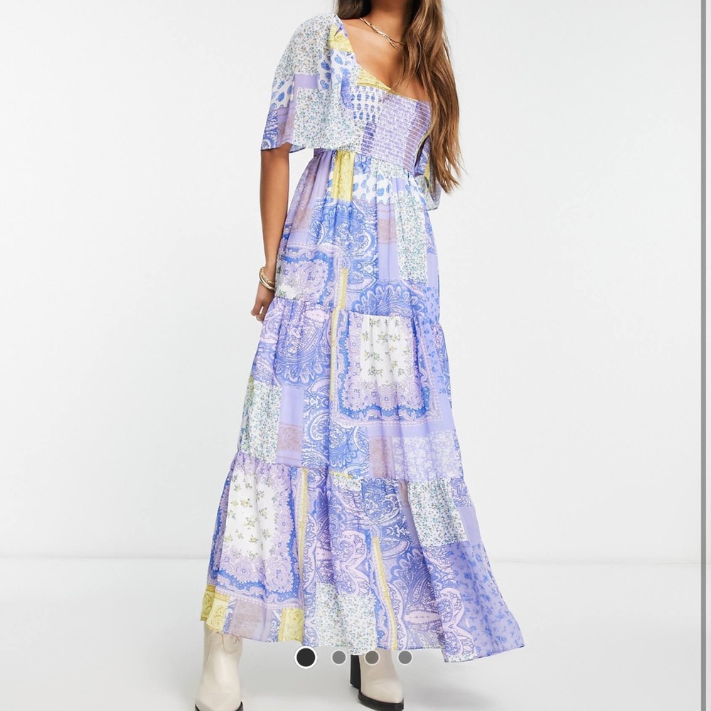 Scoop Neck Maxi Dress in Mixed Scarf Print